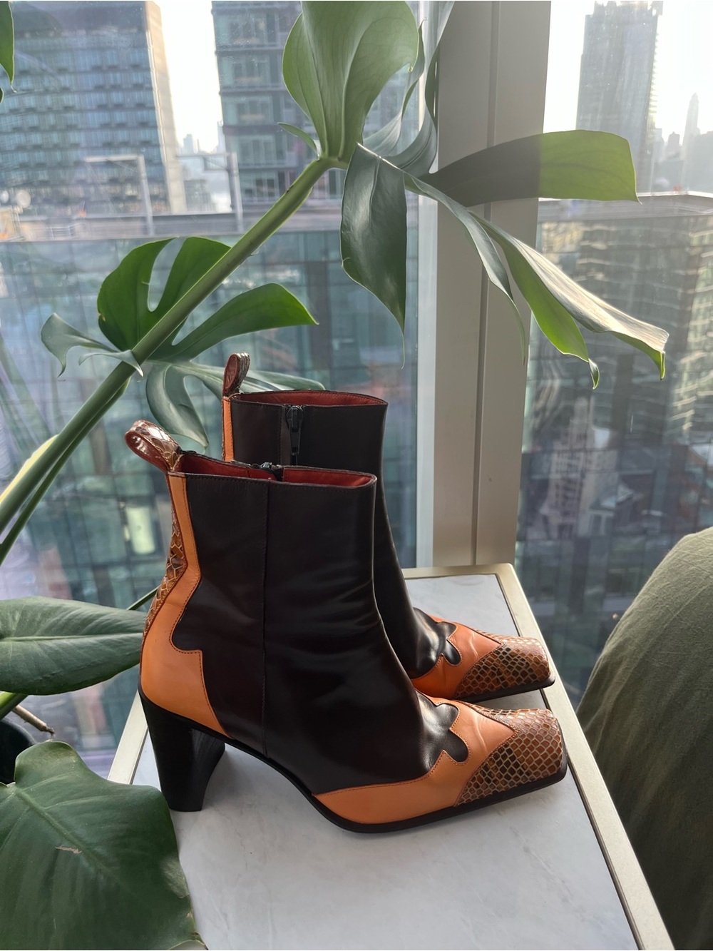 Genuine Italian  leather ankle boots size 36/ US 6